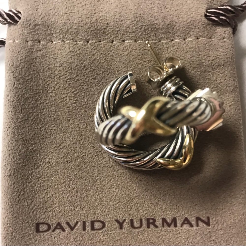 David yurman silver and gold hoop earrings
